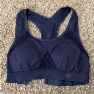 Navy blue racerback adjustable padded sports bra